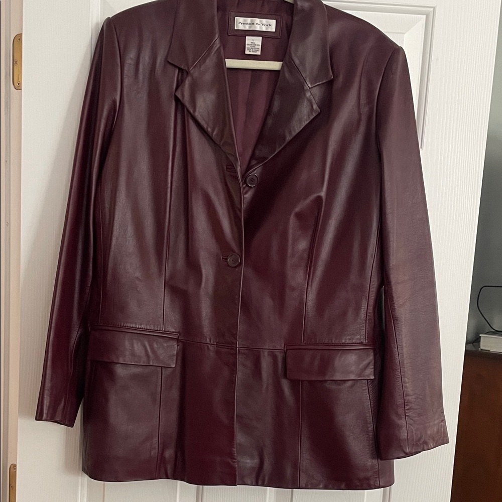 Preston & York Rich Burgundy Leather Blazer